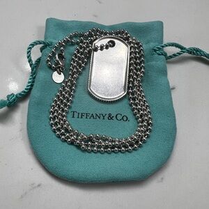 Tiffany & Co. Vintage Coin Edge ID Dog Tag Pendant and Necklace Set